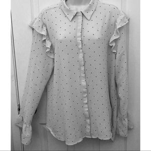 T.D.C. White polkadot top. Size XXL